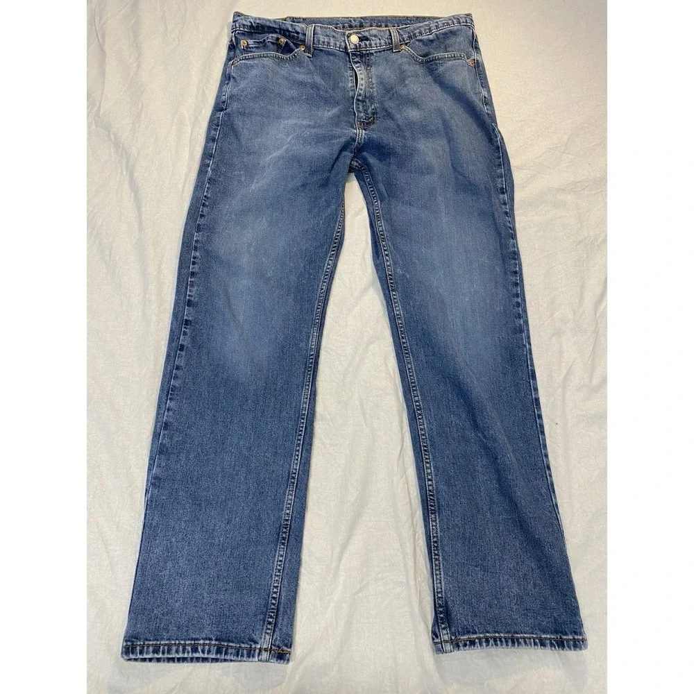 Levi's 505 Regular Fit Jeans Mens 38x32 Light Wash Straight Leg Denim